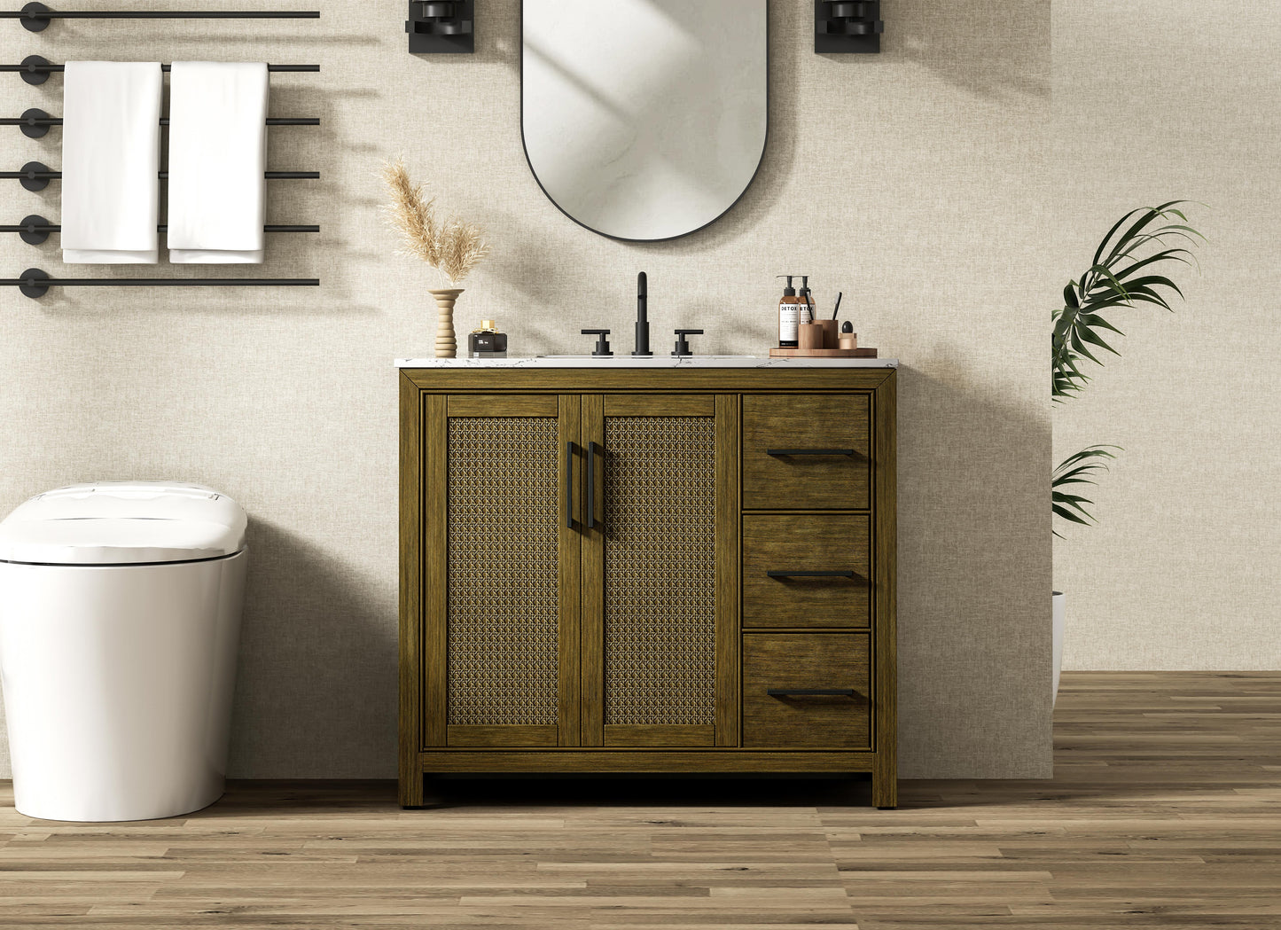 42 Inch Single Bathroom Vanity In Hazel Oak