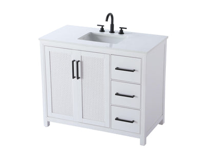 42 Inch Single Bathroom Vanity In White