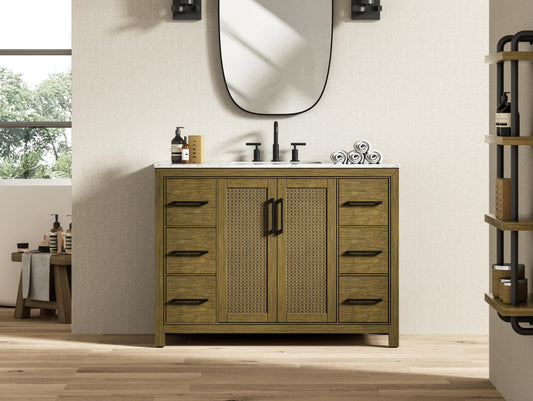48 Inch Single Bathroom Vanity In Hazel Oak