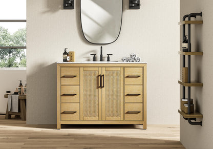 48 Inch Single Bathroom Vanity In Linen Oak