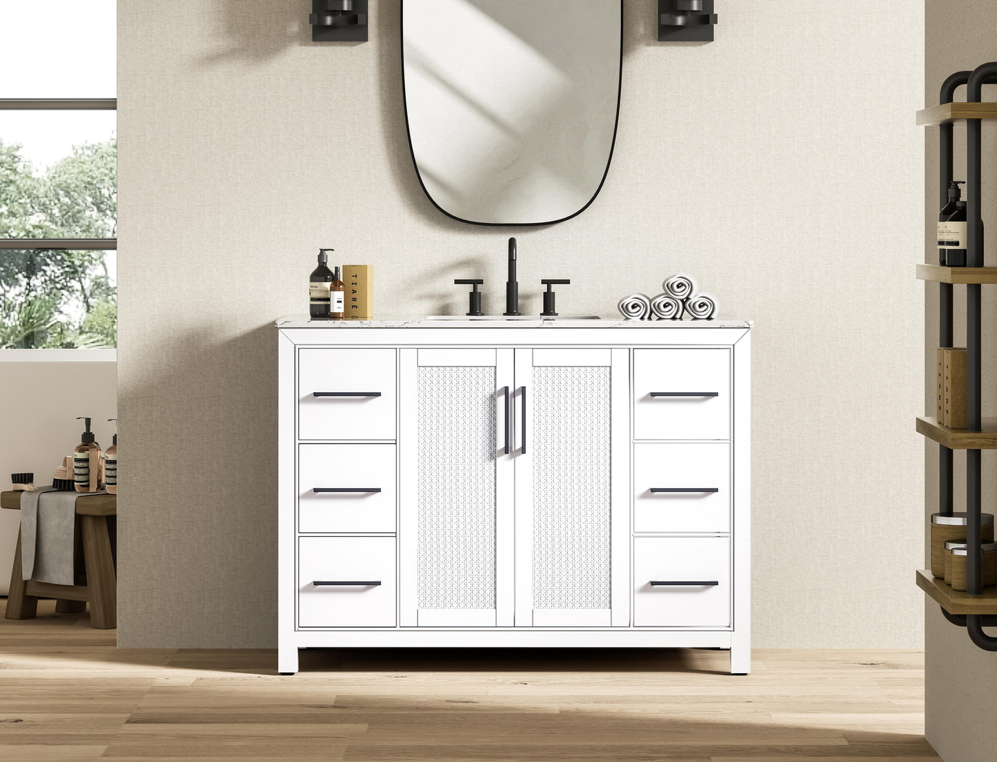 48 Inch Single Bathroom Vanity In White