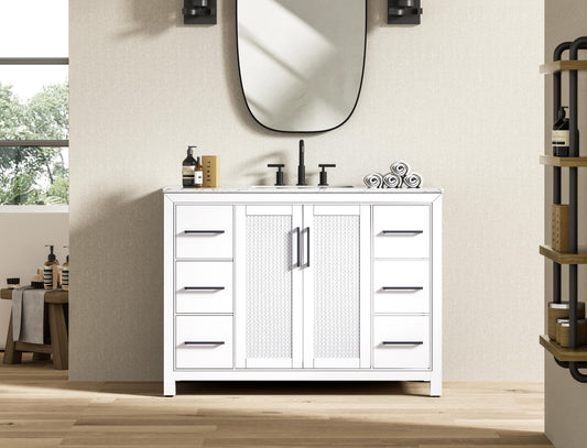 48 Inch Single Bathroom Vanity In White