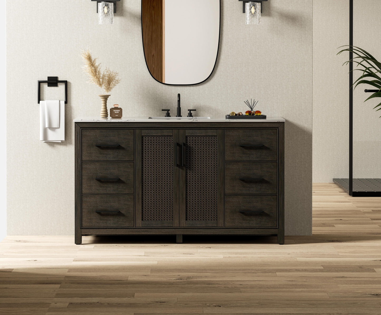 60 Inch Single Bathroom Vanity In Chocolate Oak