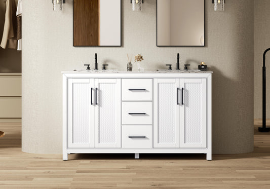 60 Inch Double Bathroom Vanity In White