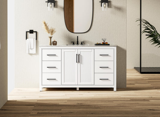 60 Inch Single Bathroom Vanity In White