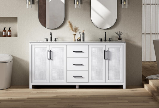 72 Inch Double Bathroom Vanity In White