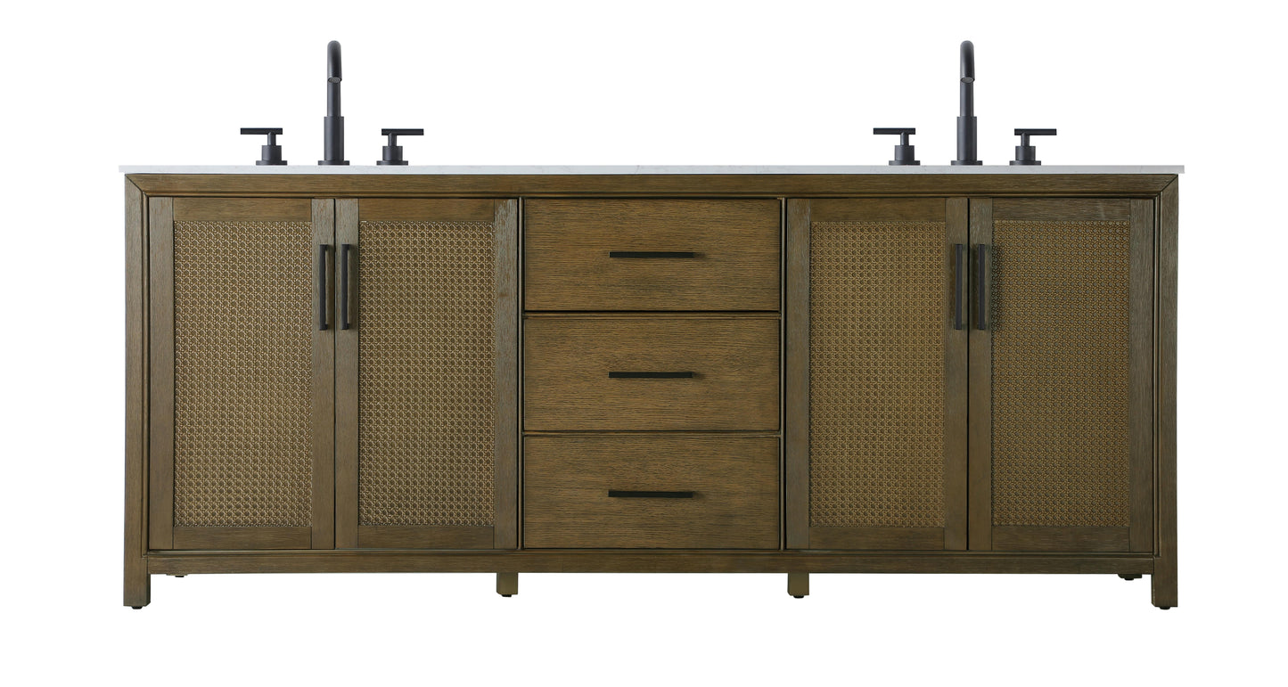84 Inch Double Bathroom Vanity In Hazel Oak