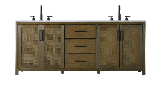 84 Inch Double Bathroom Vanity In Hazel Oak