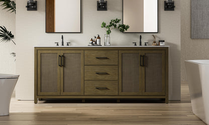 84 Inch Double Bathroom Vanity In Hazel Oak