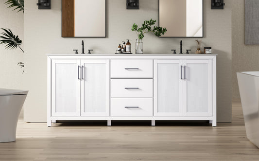 84 Inch Double Bathroom Vanity In White