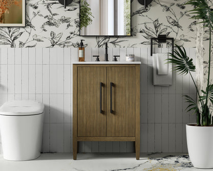 24 inch Single Bathroom Vanity in Hazel Oak