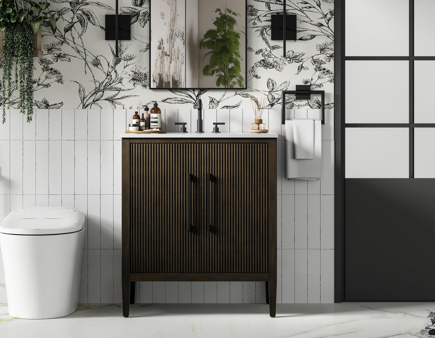 30 inch Single Bathroom Vanity in Chocolate Oak