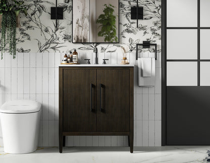 30 inch Single Bathroom Vanity in Chocolate Oak
