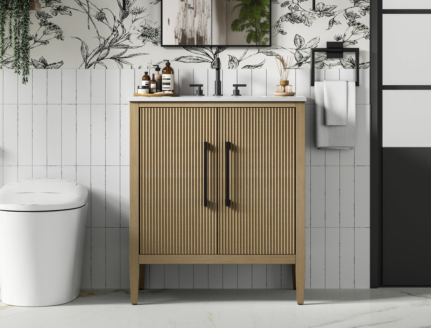 30 inch Single Bathroom Vanity in Linen Oak