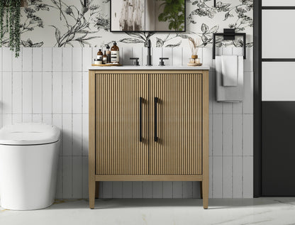 30 inch Single Bathroom Vanity in Linen Oak