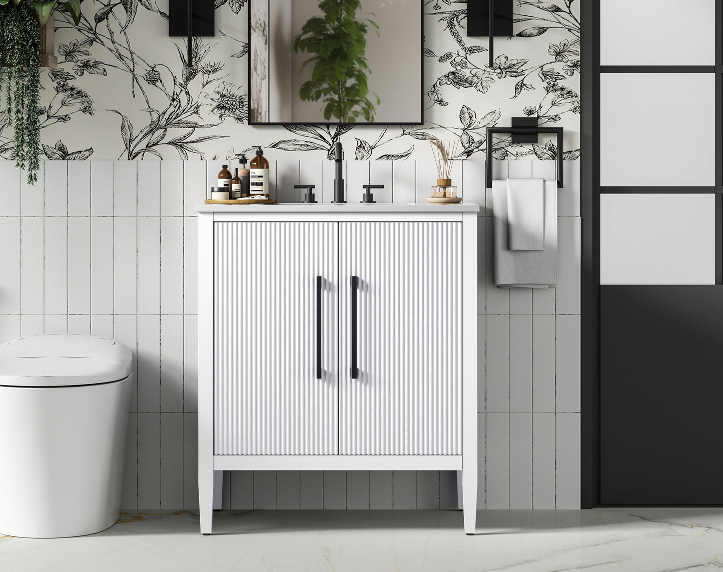 30 inch Single Bathroom Vanity in White