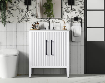 30 inch Single Bathroom Vanity in White