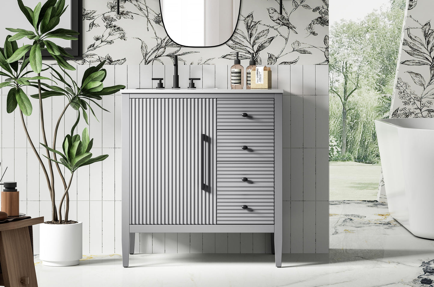 32 inch Single Bathroom Vanity in Grey