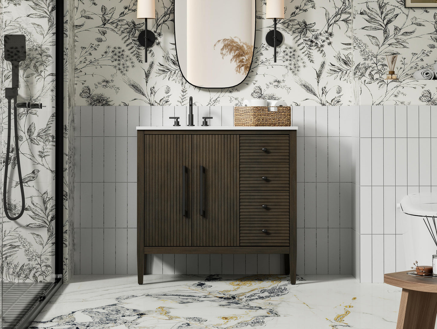 36 inch Single Bathroom Vanity in Chocolate Oak