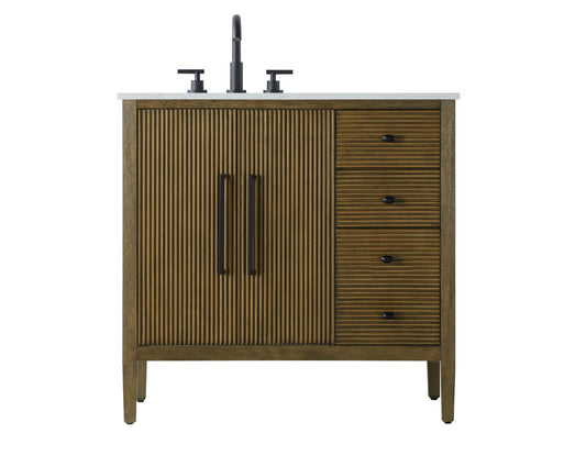 36 inch Single Bathroom Vanity in Hazel Oak