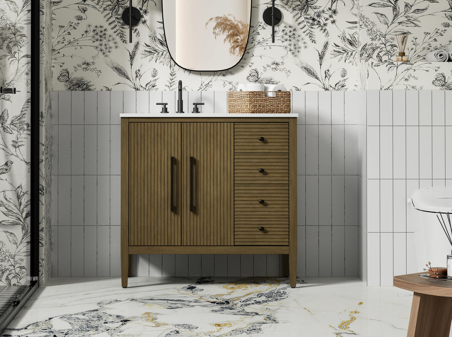 36 inch Single Bathroom Vanity in Hazel Oak