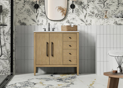 36 inch Single Bathroom Vanity in Linen Oak