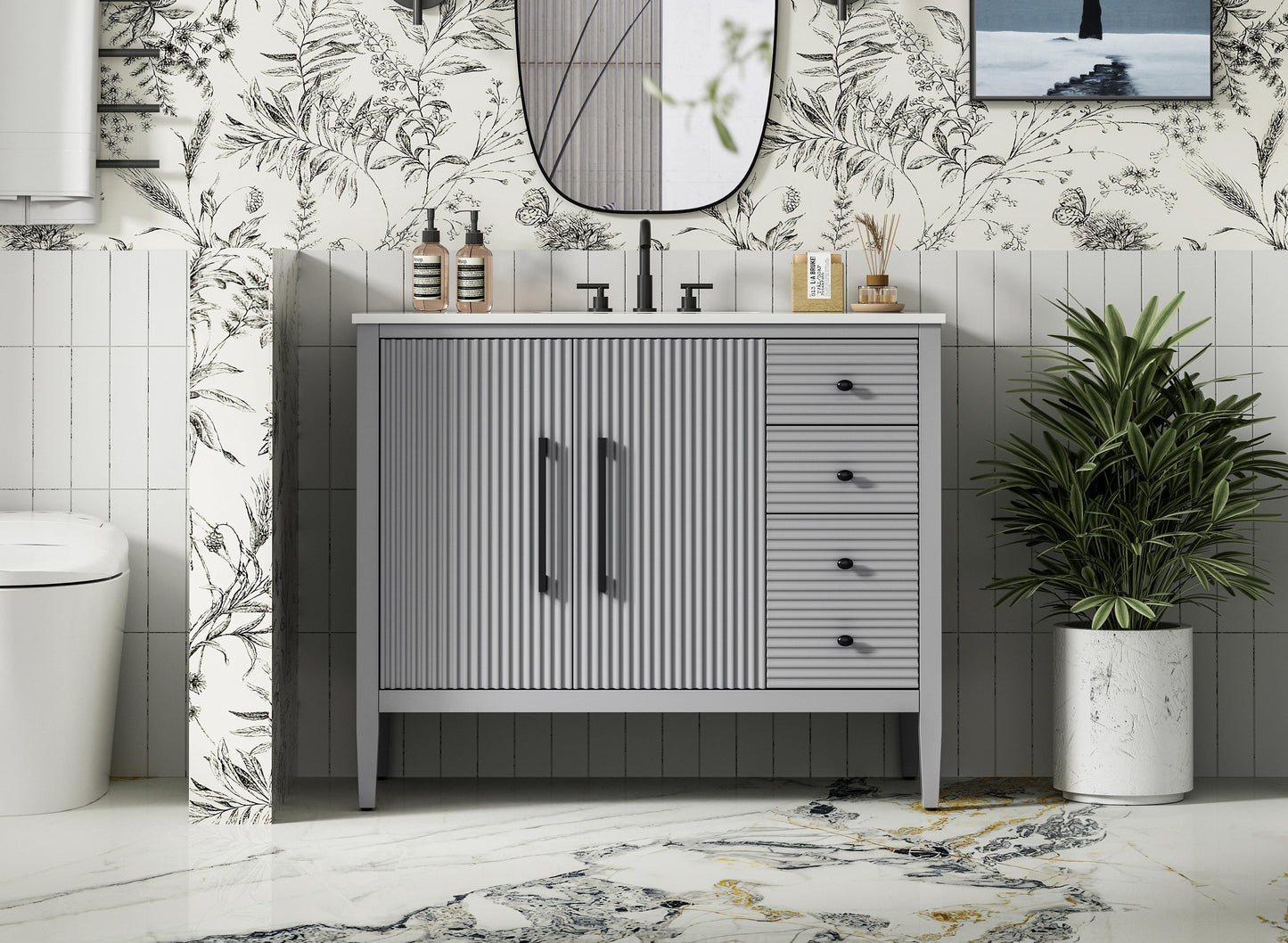 42 inch Single Bathroom Vanity in Grey