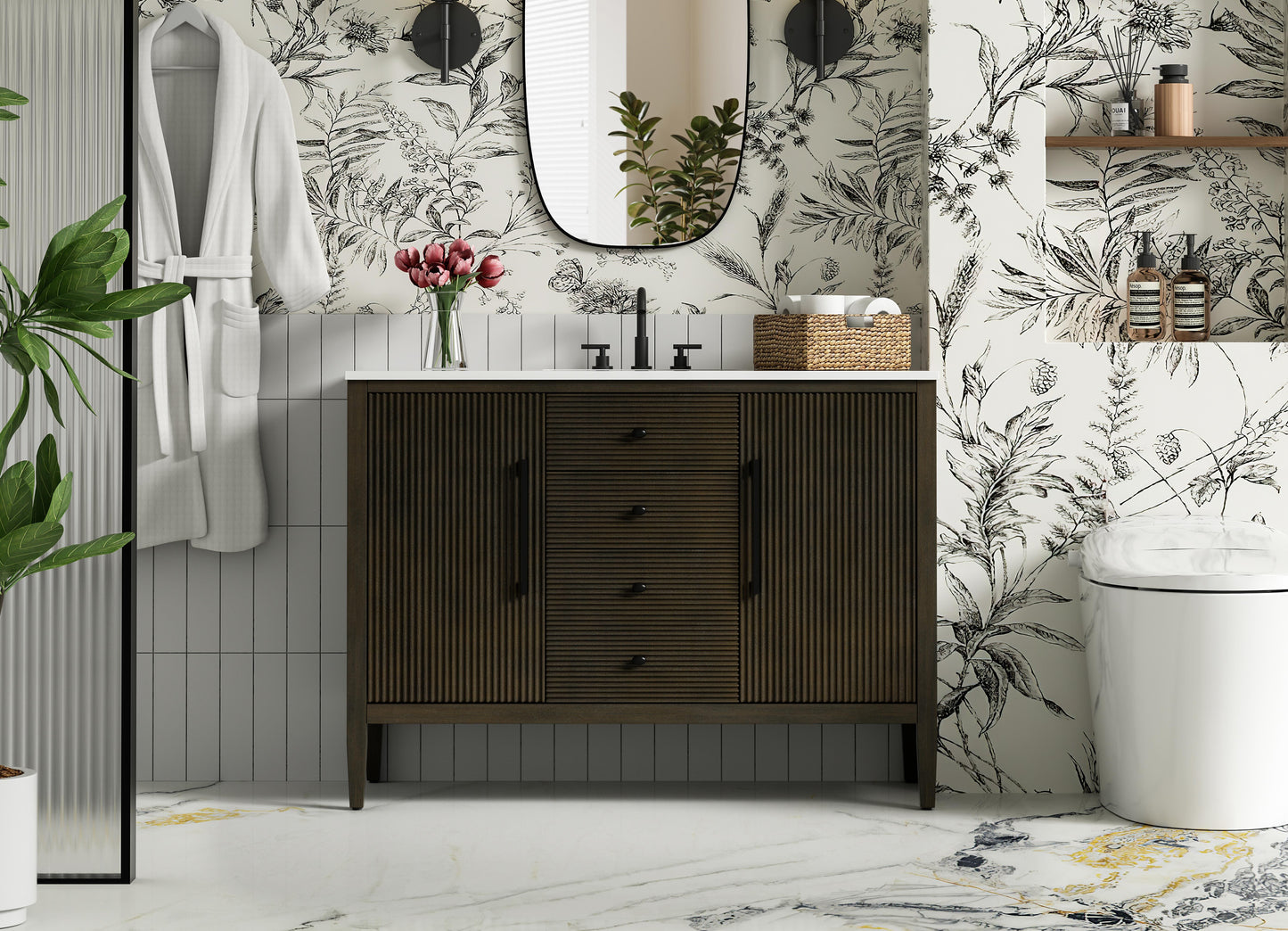 48 inch Single Bathroom Vanity in Chocolate Oak
