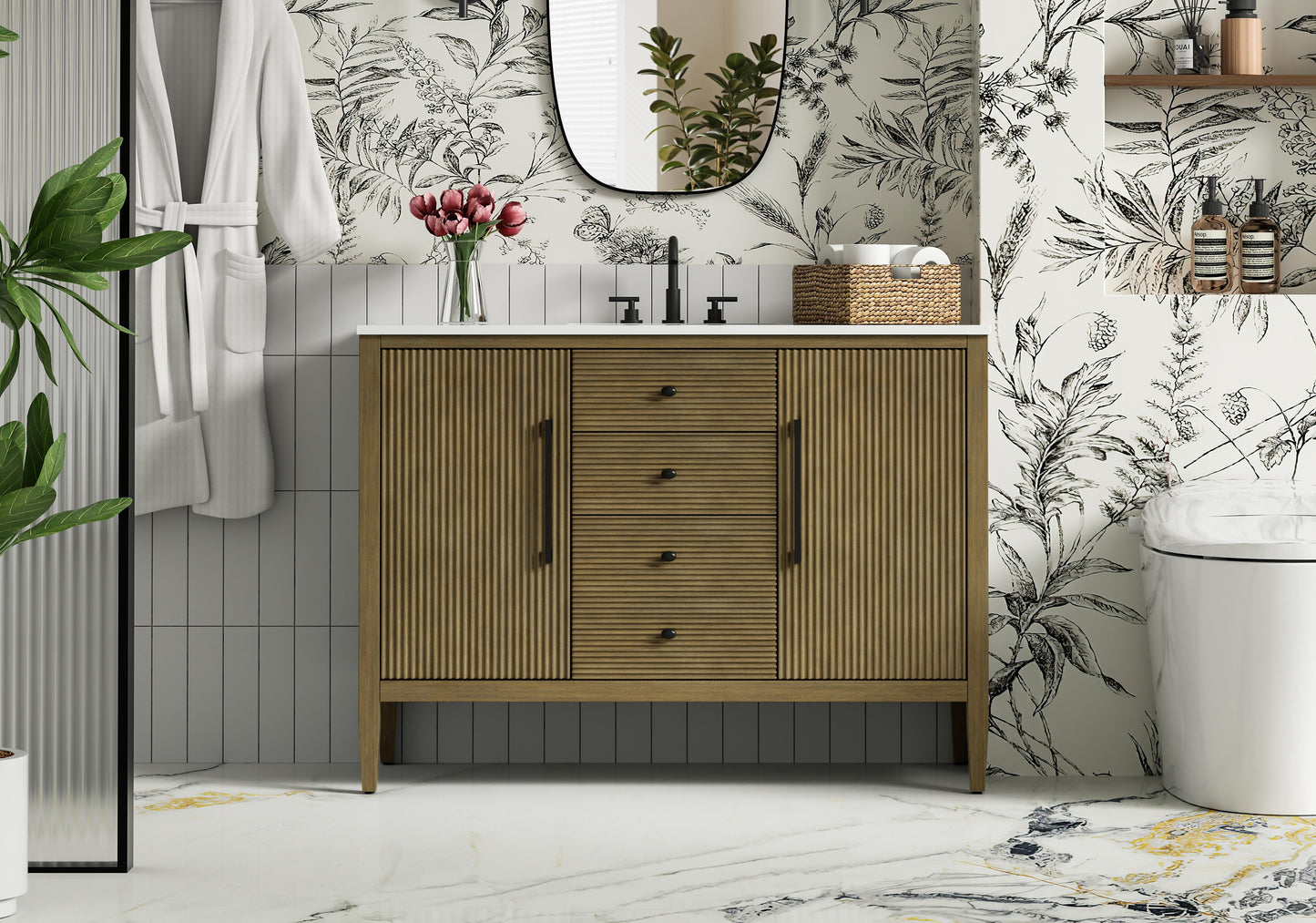 48 inch Single Bathroom Vanity in Hazel Oak