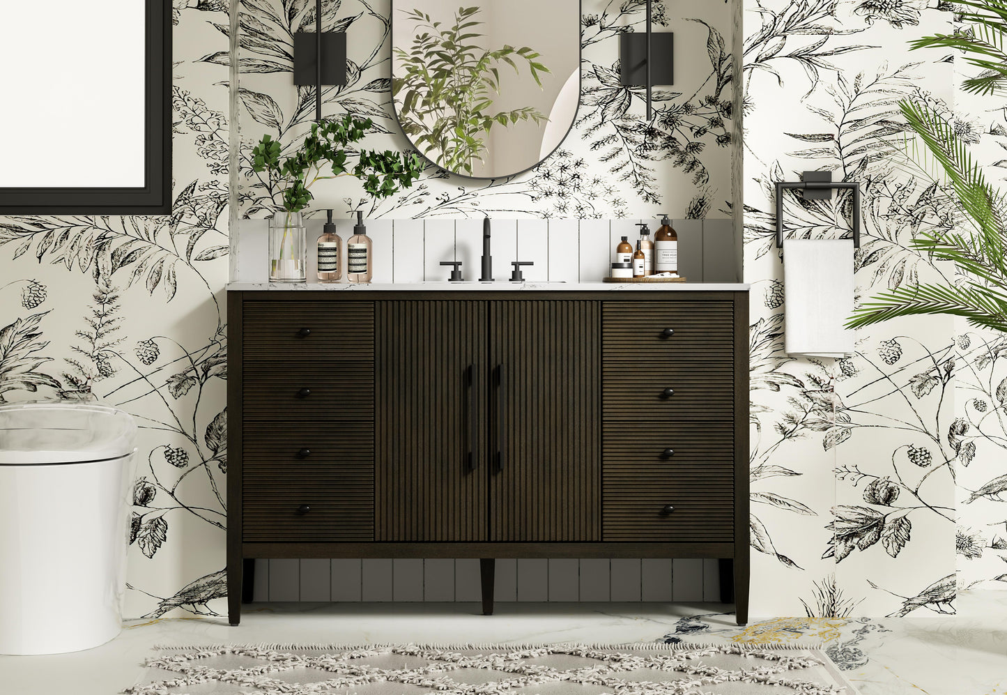 54 inch Single Bathroom Vanity inChocolate Oak