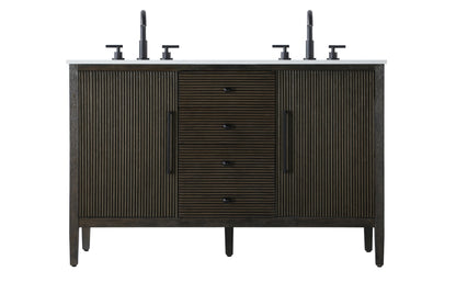 54 inch Double Bathroom Vanity inChocolate Oak