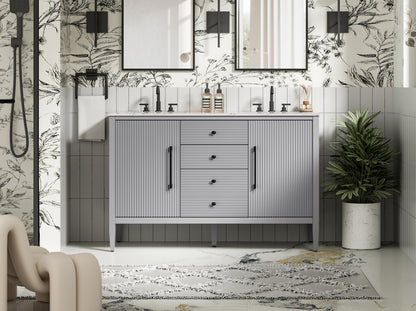 54 inch Double Bathroom Vanity in Grey