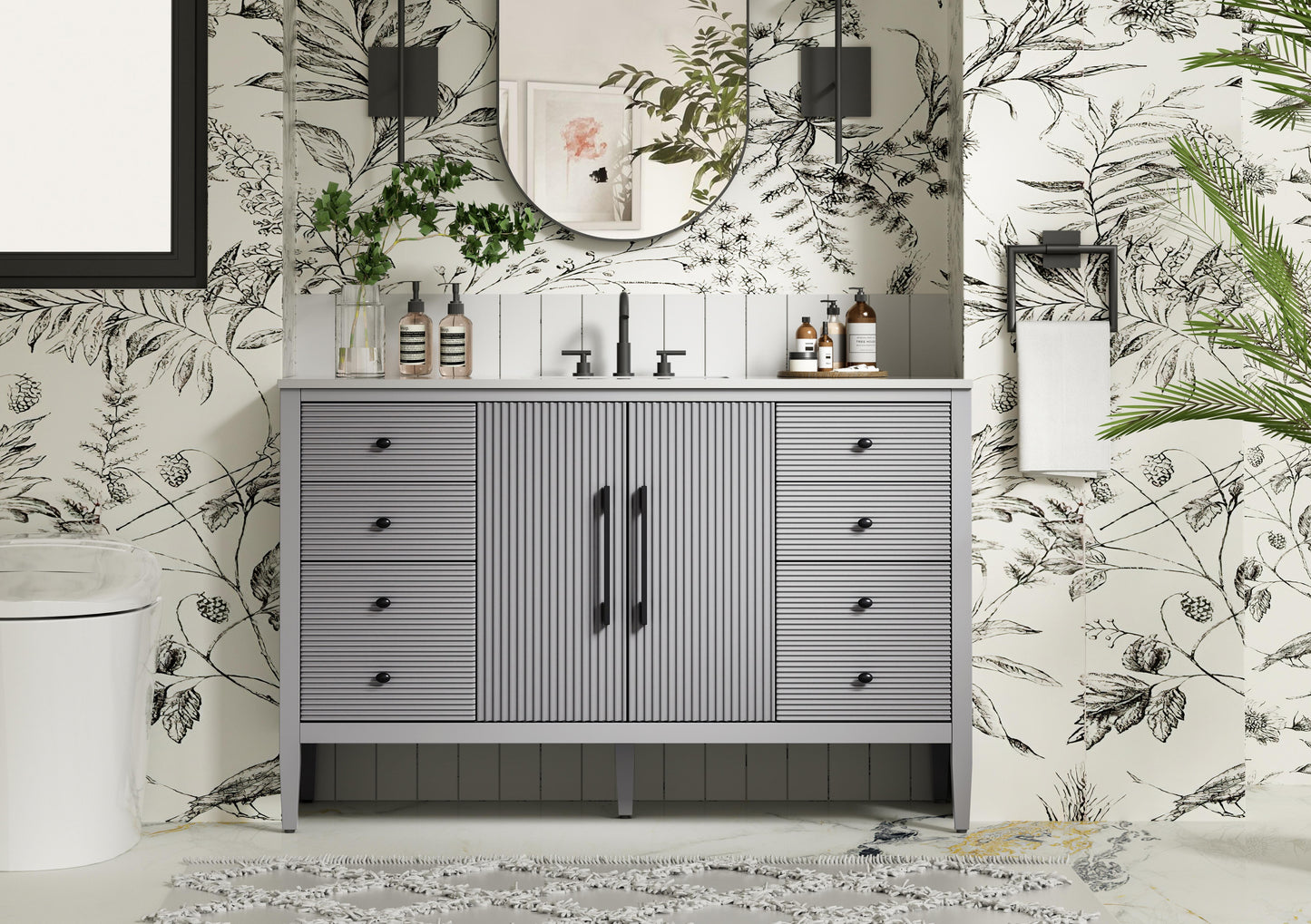 54 inch Single Bathroom Vanity in Grey