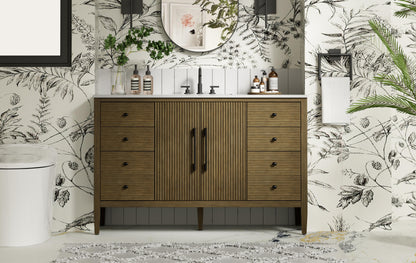 54 inch Single Bathroom Vanity in Hazel Oak