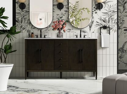 60 inch Double Bathroom Vanity inChocolate Oak