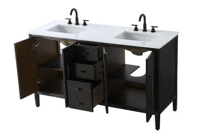 60 inch Double Bathroom Vanity inChocolate Oak