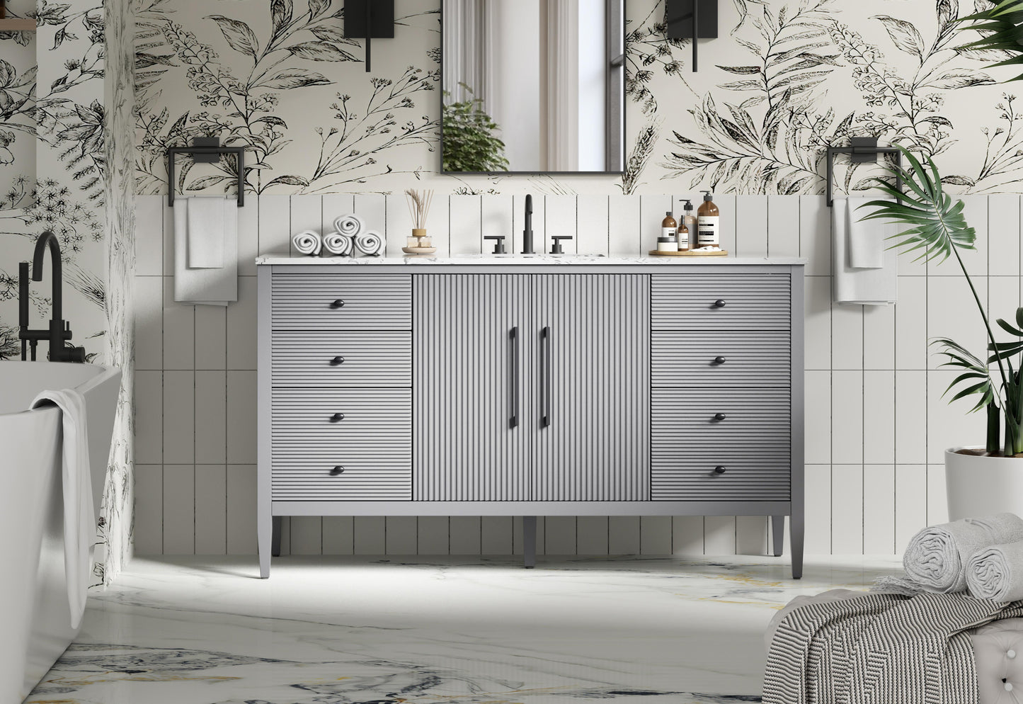 60 inch Single Bathroom Vanity in Grey