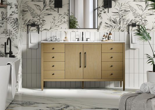 60 inch Single Bathroom Vanity in Linen Oak