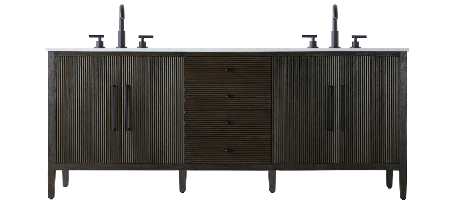 84 inch Double Bathroom Vanity inChocolate Oak