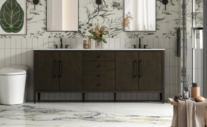 84 inch Double Bathroom Vanity inChocolate Oak