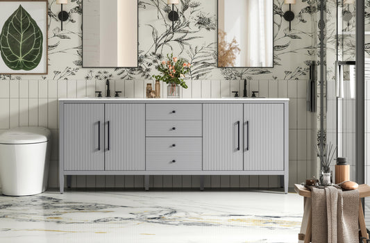 84 inch Double Bathroom Vanity in Grey