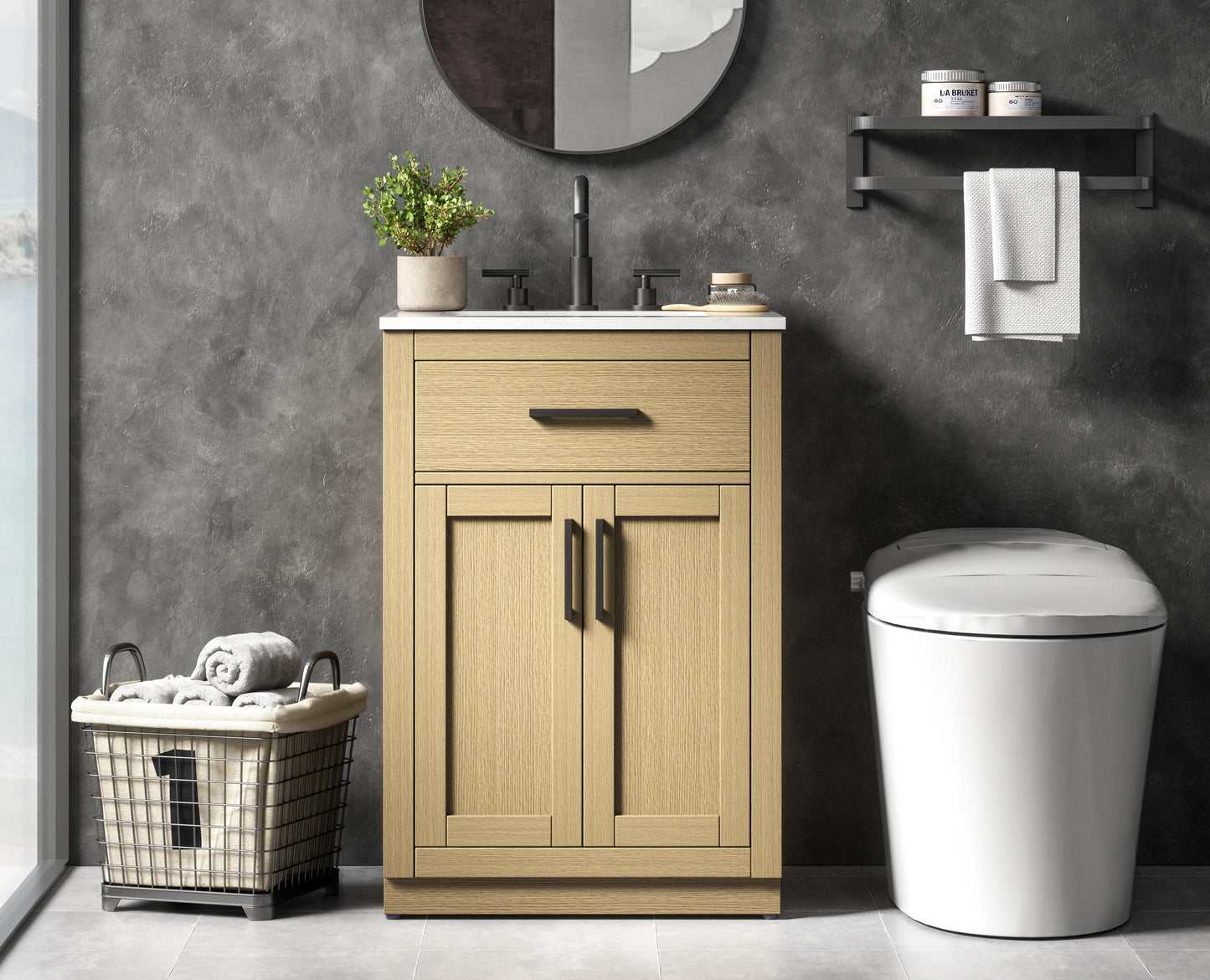 Alden 24 inch Single Bathroom Vanity in Honey Brown
