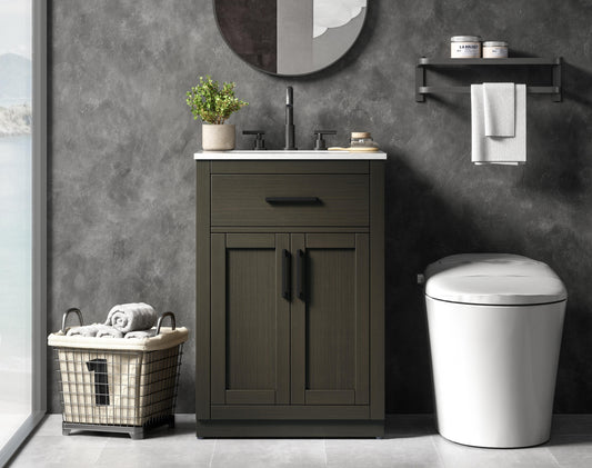Alden 24 inch Single Bathroom Vanity in Mocha Brown