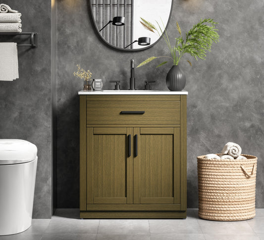 Alden 30 inch Single Bathroom Vanity in Chestnut Brown