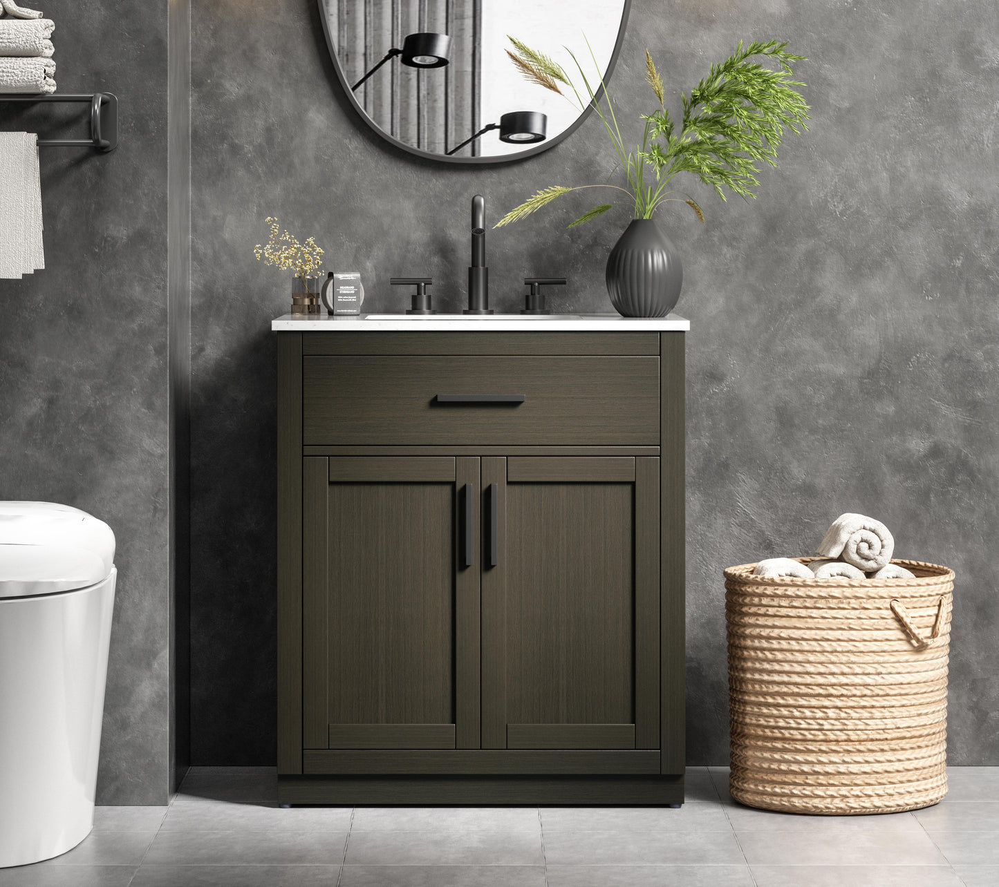 Alden 30 inch Single Bathroom Vanity in Mocha Brown