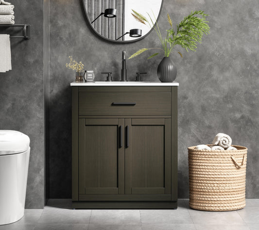 Alden 30 inch Single Bathroom Vanity in Mocha Brown