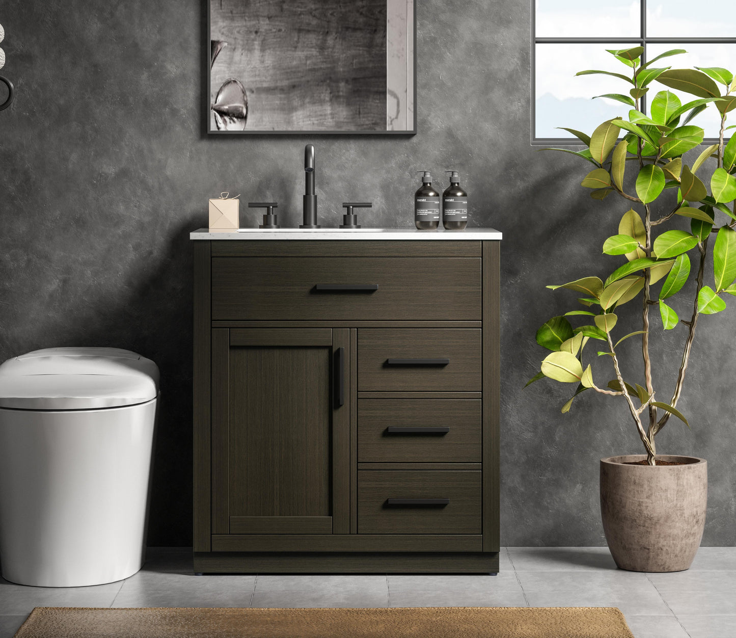 Alden 32 inch Single Bathroom Vanity in Mocha Brown
