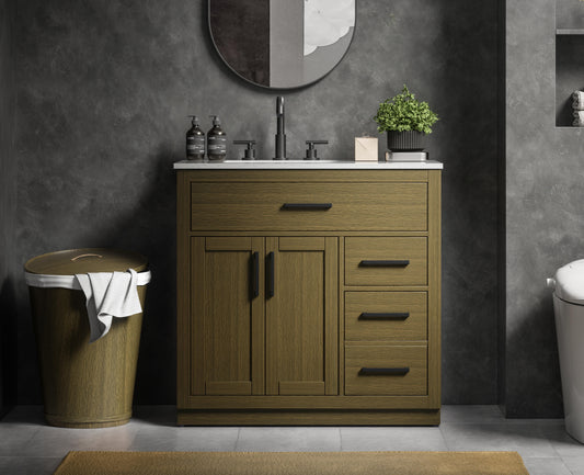 Alden 36 inch Single Bathroom Vanity in Chestnut Brown