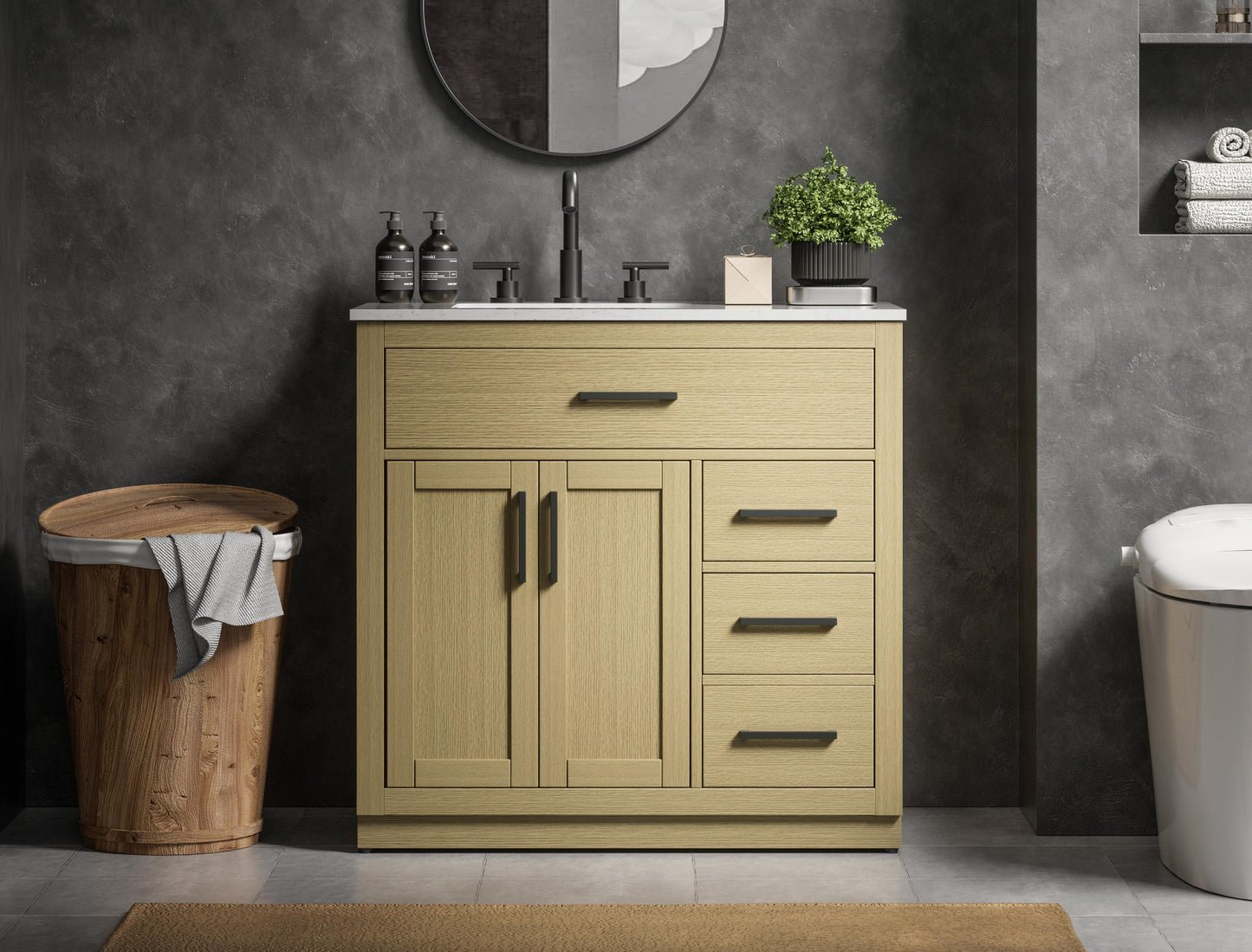 Alden 36 inch Single Bathroom Vanity in Honey Brown