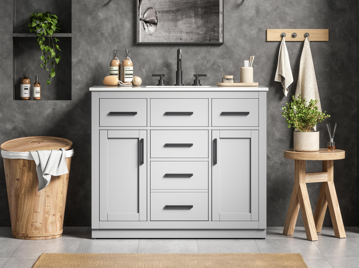 Alden 42 inch Single Bathroom Vanity in Grey